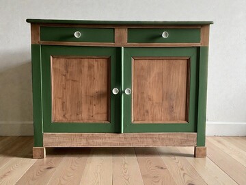 Vente avec paiement en ligne: Buffet Merisier Massif Restauré Vert Campagne Chic