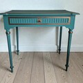 Vente avec paiement en ligne: Bureau Louis XVI ancien noyer bleu sarcelle