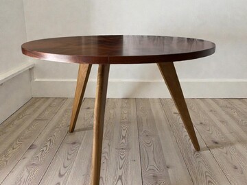 Vente avec paiement en ligne: Table basse vintage marqueterie étoile pieds compas