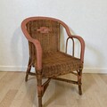 Vente avec paiement en ligne: Fauteuil enfant osier orange vintage années 60