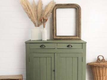 Vente avec paiement en ligne: Buffet ancien rénové vert de gris vintage