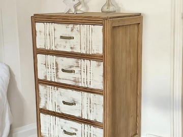 Vente avec paiement en ligne: Chiffonnier Art Déco restauré bois blanc cassé