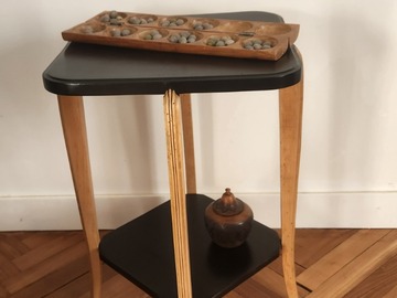 Vente avec paiement en ligne: Table d'appoint bois laque noire plateaux décalés