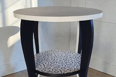 Vente avec paiement en ligne: Guéridon rond bois noir et blanc Memphis