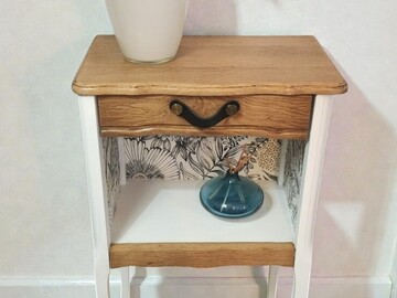 Vente avec paiement en ligne: Table de chevet bois blanc avec tiroir