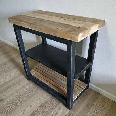 Vente avec paiement en ligne: Console Établi Vintage Industriel Noir et Bois