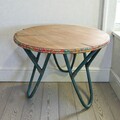Vente avec paiement en ligne: Table basse vintage bambou tissu fleuri bohème