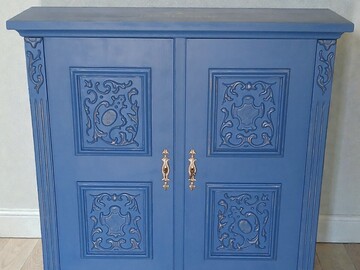 Vente avec paiement en ligne: Buffet vintage bleu doré rétro chic