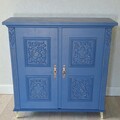 Vente avec paiement en ligne: Buffet vintage bleu doré rétro chic