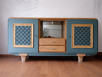 Vente avec paiement en ligne: Buffet bas Art déco bois vert parisien