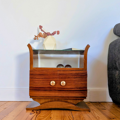 Vente avec paiement en ligne: Table de chevet Art Déco plateau miroir