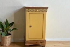 Vente avec paiement en ligne: Confiturier vintage jaune, marbre blanc, bois massif