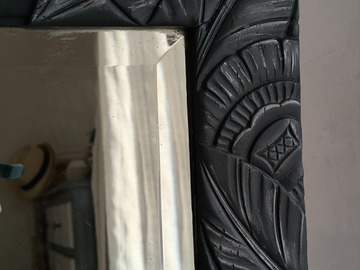 Vente avec paiement en ligne: Miroir Art Déco Ancien Biseauté Carbone