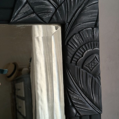 Vente avec paiement en ligne: Miroir Art Déco Ancien Biseauté Carbone