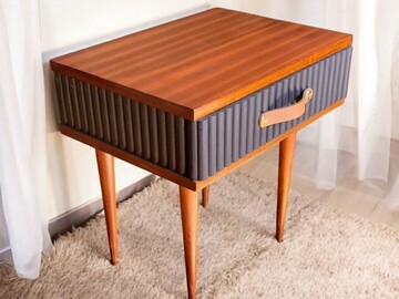 Vente avec paiement en ligne: Chevet vintage années 60, tiroir pieds compas