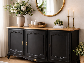 Vente avec paiement en ligne: Buffet Louis XV merisier noir mat 205cm