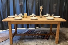 Vente avec paiement en ligne: Table de ferme vintage chêne à rallonges