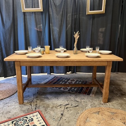 Vente avec paiement en ligne: Table de ferme vintage chêne à rallonges