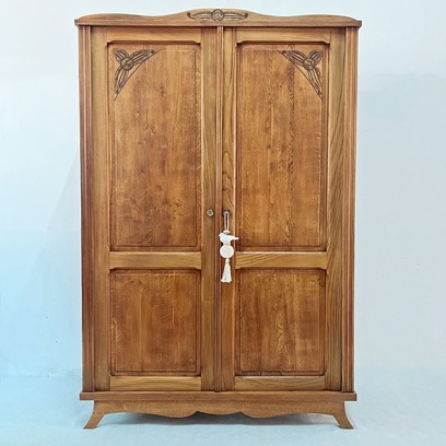 Vente avec paiement en ligne: Armoire Normande en Chêne Massif Restaurée Penderie