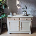 Vente avec paiement en ligne: Buffet vintage rénové bois clair beige lin