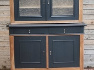 Vente avec paiement en ligne: Buffet Vaisselier Ancien Double Corps Vitré Rénové