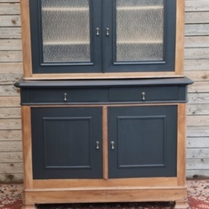 Vente avec paiement en ligne: Buffet Vaisselier Ancien Double Corps Vitré Rénové