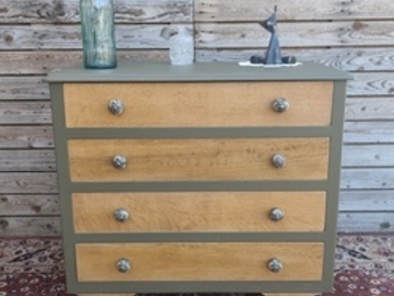 Vente avec paiement en ligne: Commode Art Déco bois vert, 4 tiroirs