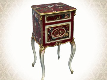 Vente avec paiement en ligne: Meuble baroque français rouge bordeaux doré patiné