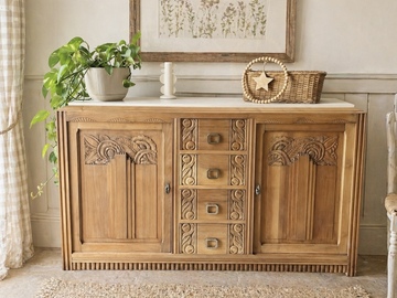 Vente avec paiement en ligne: Buffet enfilade Art Déco bois sculpté restauré