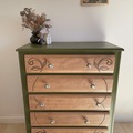Vente avec paiement en ligne: Commode Art Déco 5 Tiroirs Vert Futaie