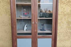 Vente avec paiement en ligne: Vitrine Bibliothèque Vitrée Restaurée Bois Bleu-Gris