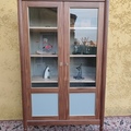 Vente avec paiement en ligne: Vitrine Bibliothèque Vitrée Restaurée Bois Bleu-Gris