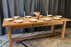 Vente avec paiement en ligne: Table de ferme orme massif restaurée rallonges