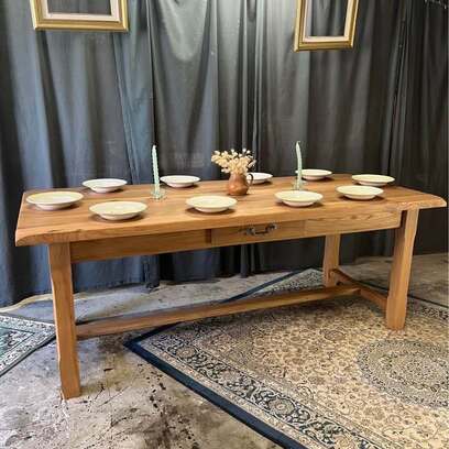 Vente avec paiement en ligne: Table de ferme orme massif restaurée rallonges