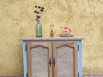 Vente avec paiement en ligne: Buffet cannage gris style Louis XV