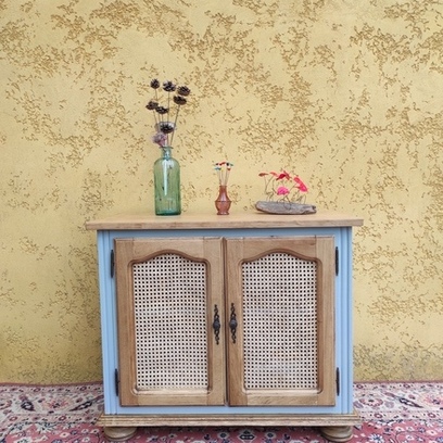 Vente avec paiement en ligne: Buffet cannage gris style Louis XV