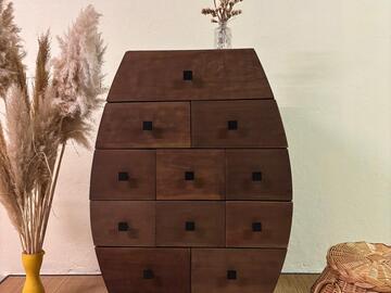 Vente avec paiement en ligne: Commode 12 tiroirs tonneau de vin bois