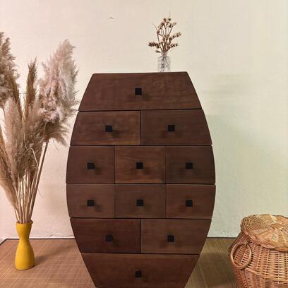 Vente avec paiement en ligne: Commode 12 tiroirs tonneau de vin bois