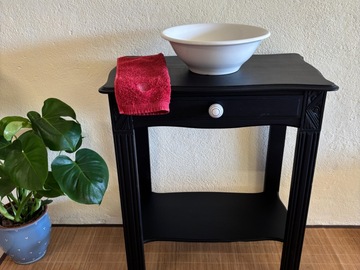 Vente avec paiement en ligne: Meuble Vasque Bois Noir Style Vintage