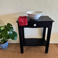 Vente avec paiement en ligne: Meuble Vasque Bois Noir Style Vintage