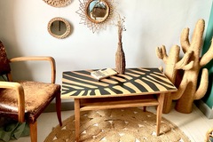 Vente avec paiement en ligne: Table basse scandinave vintage chêne double plateau