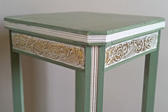 Vente avec paiement en ligne: Guéridon Art Déco 1930 restauré bois polychrome