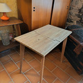 Vente avec paiement en ligne: Table scandinave abattant chêne massif pieds compas
