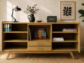 Vente avec paiement en ligne: Buffet Enfilade Scandinave Années 60 Brun Doré