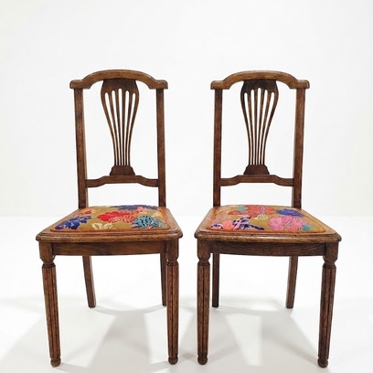 Vente avec paiement en ligne: Paire chaises style Louis XVI XIXe montgolfière