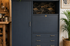 Vente avec paiement en ligne: Secrétaire vintage années 60 rénové bleu noir