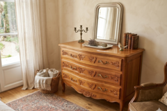 Vente avec paiement en ligne: Commode Arbalète style Louis XV bois massif