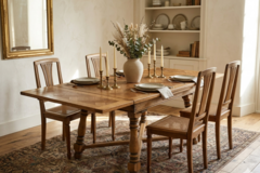 Vente avec paiement en ligne: Table extensible vintage en bois massif restaurée