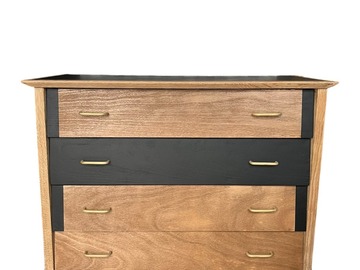 Vente avec paiement en ligne: Commode vintage scandinave bois noir 4 tiroirs