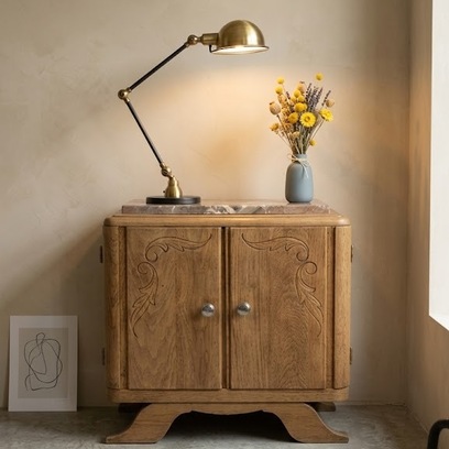 Vente avec paiement en ligne: Table de chevet vintage plateau marbre